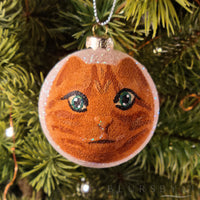 Bola de Navidad pintada a mano con gato naranja (solo una disponible de cada modelo)