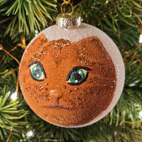 Bola de Navidad pintada a mano con gato naranja atigrado brillante (solo una disponible de cada modelo)