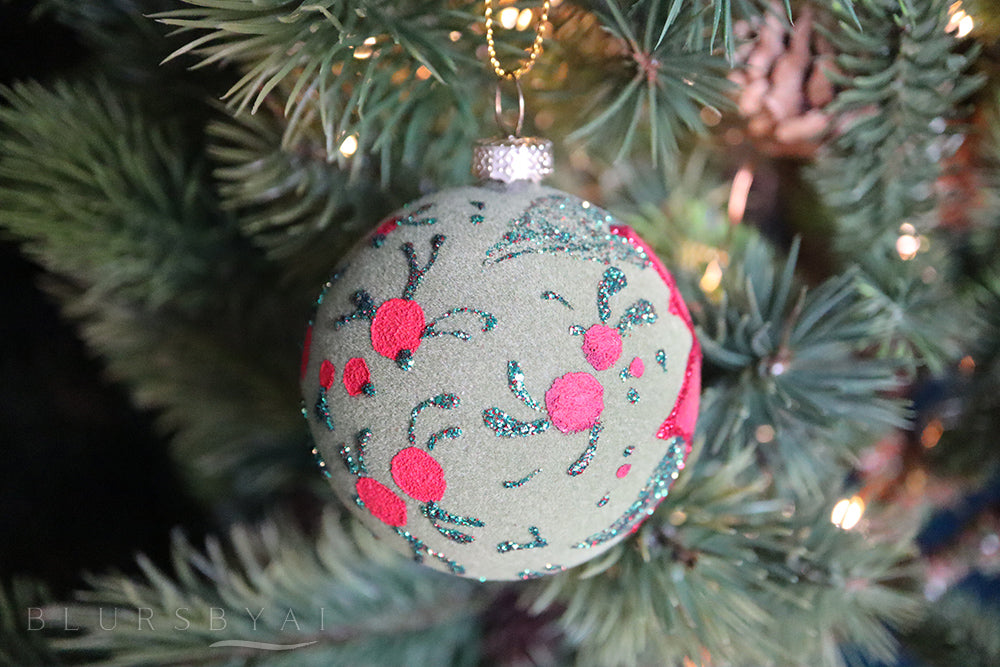 Bola de Navidad "Flor de Pascua" pintada a mano (solo una disponible de cada modelo)