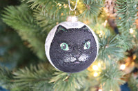 Bola de Navidad pintada a mano con gato negro y plateado (solo una disponible de cada modelo)