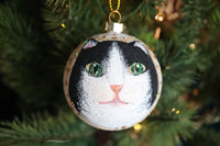 Bola de Navidad pintada a mano con gato blanco y negro (solo una disponible de cada modelo)