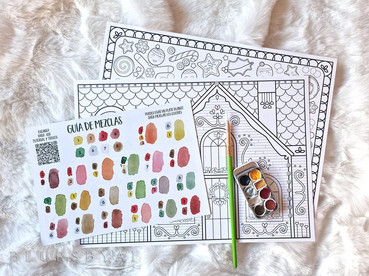 Conjunto creativo para colorear a la acuarela,  "Jengibre Festivo"