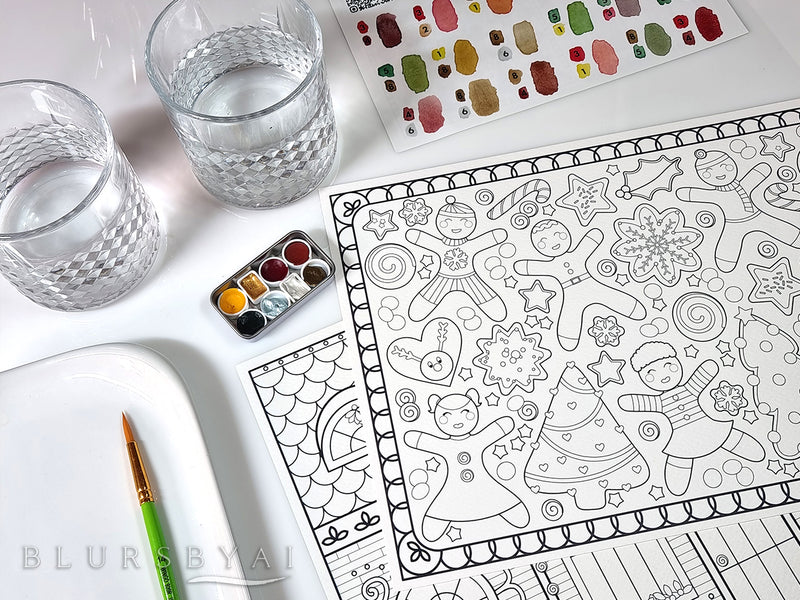 Conjunto creativo para colorear a la acuarela,  "Jengibre Festivo"