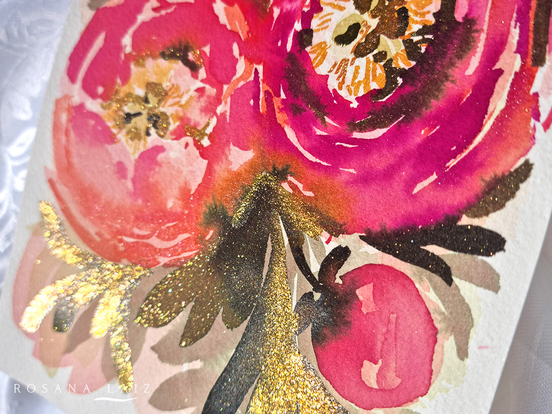Parmenia, lámina original de flores coloridas, DIN-A5