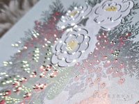 Calcetín navideño con flores y bayas, tarjeta de felicitación con detalles dorados (con sobre)