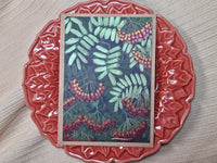 Bayas otoñales, tarjeta embellecida a mano con acuarela (con sobre)